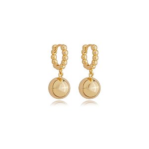 Brinco argolinha esferas ouro semijoia 25a01018