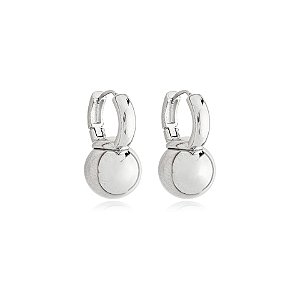 Brinco argolinha esfera ródio semijoia 21k05037