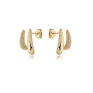 Brinco garras zircônias ouro semijoia 25a01009