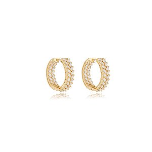 Brinco argolinha zircônia ouro semijoia 24k17053