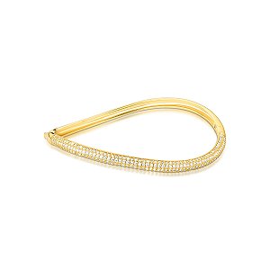 Bracelete ondulado zircônia ouro semijoia