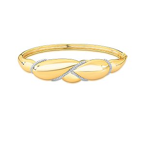 Bracelete abaulado zircônia ouro semijoia