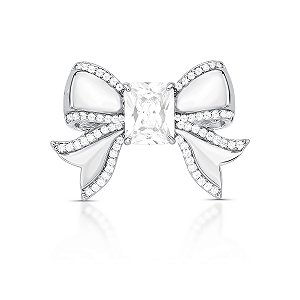 Broche laço cristal zircônia ródio semijoia