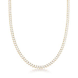 Colar riviera curto zircônia cristal ouro semijoia