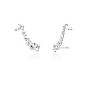 Brinco ear cuff zircônia ródio semijoia