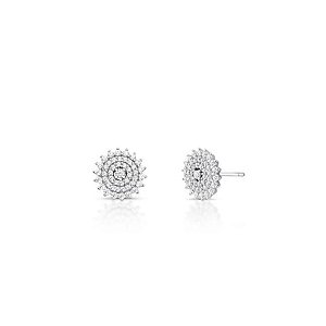 Brinco flor zircônia prata rodinada