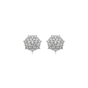 Brinco flor zircônia prata rodinada