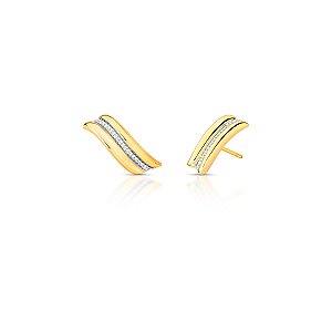 Brinco ear cuff curvada zircônia ouro semijoia