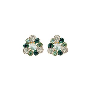 Brinco Leticia Sarabia flor cristal mix verde B9163