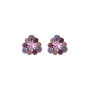 Brinco Leticia Sarabia flor cristal mix roxo B9163