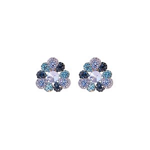 Brinco Leticia Sarabia flor cristal mix azul B9163