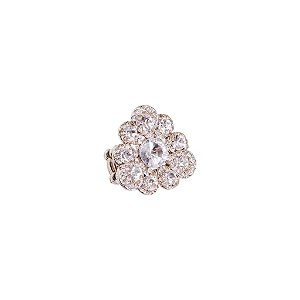 Anel ajustável Leticia Sarabia flor cristal prateado A8085