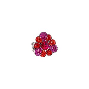 Anel ajustável Leticia Sarabia flor cristal vermelho e rosa A8085