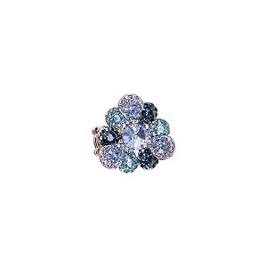 Anel ajustável Leticia Sarabia flor cristal mix azul A8085