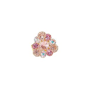 Anel ajustável Leticia Sarabia flor cristal mix rosê A8085