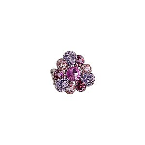Anel ajustável Leticia Sarabia flor cristal mix roxo A8085
