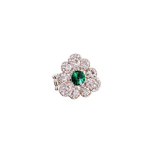 Anel ajustável Leticia Sarabia flor cristal verde A8085