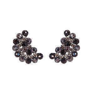 Brinco Leticia Sarabia meia lua cristal mix preto B9164