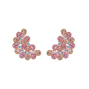 Brinco Leticia Sarabia meia lua cristal mix rosê B9164