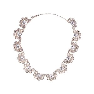 Colar Leticia Sarabia meia flor cristal prateado CL9161