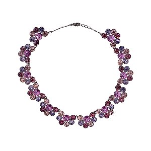 Colar Leticia Sarabia meia flor cristal mix roxo CL9161