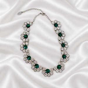 Colar Leticia Sarabia meia flor cristal verde CL9161