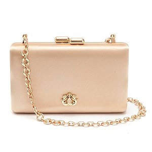 Clutch Isla retangular cetim dourado