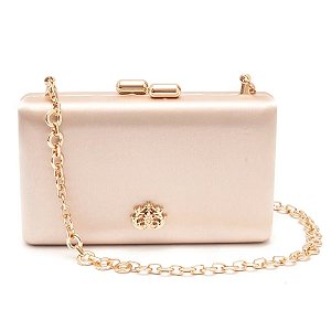 Clutch Isla retangular cetim nude