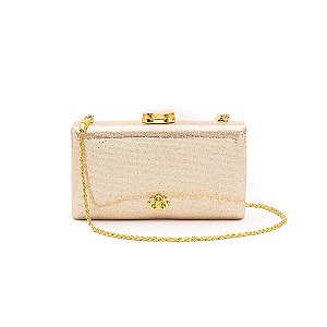 Clutch Isla retangular glitter dourado