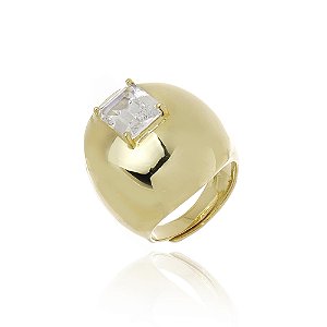 Anel ajustável Cristina Sabatini cristal ouro semijoia