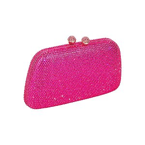 Clutch trapézio strass pink S-284