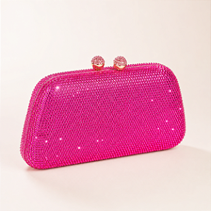 Clutch trapézio strass pink S-284