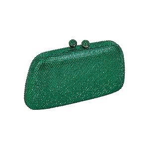 Clutch trapézio strass verde S-284