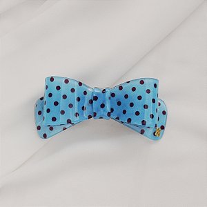 Presilha Bianca laço acrílico azul poá 00 149