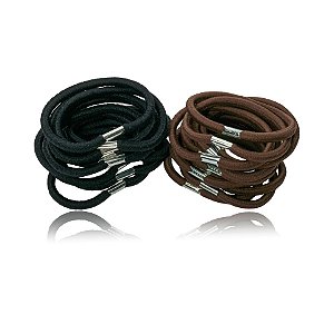 Kit com 24 elásticos Bianca preto e marrom 10 273