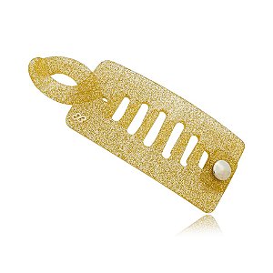 Presilha banana Bianca acrílico pequena glitter dourado 60 007