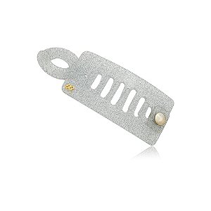 Presilha banana Bianca acrílico pequena glitter prateado 60 007