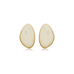 Brinco SD Sheila Morais orgânico resina off white m ouro vintage