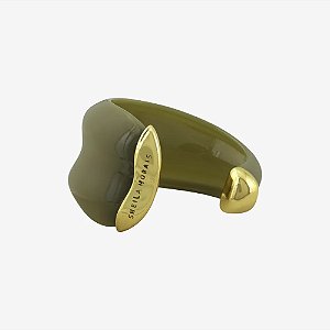 Bracelete SD Sheila Morais resina verde pistache ouro vintage