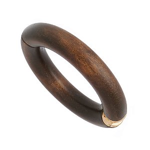 Bracelete Nádia Gimenes madeira lisa ouro semijoia