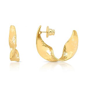 Brinco argola martelado ouro semijoia