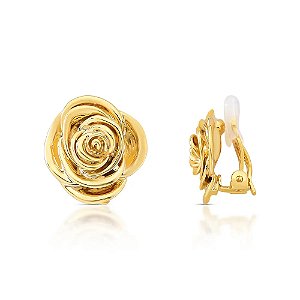 Brinco pressão rosa ouro semijoia