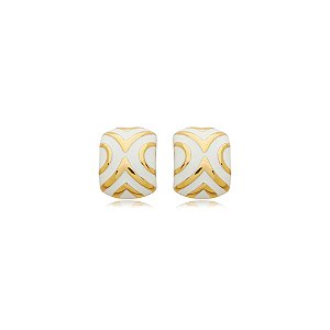 Brinco retangular esmaltado ouro semijoia