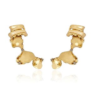 Brinco ear cuff Claudia Arbex line organic ouro vintage