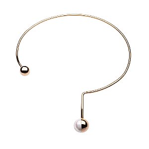 Colar aro Lita Raies esfera e pérola shell ouro semijoia