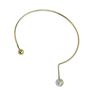 Colar aro Lita Raies esfera e pérola shell ouro semijoia