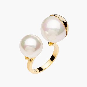 Anel ajustável Lita Raies pérolas shell ouro semijoia