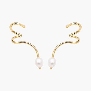 Brinco ear cuff Lita Raies pérola água doce ouro semijoia