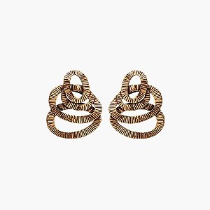 Brinco Lita Raies elos ouro vintage semijoia
