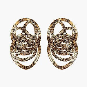 Maxi brinco Lita Raies elos ouro vintage semijoia